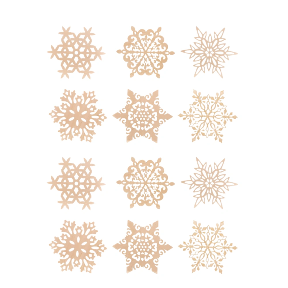 12PCS Wooden Snowflake Placemats Pads Christmas Cup Mats Coasters for Table Kitchen Decor (Random Pattern)