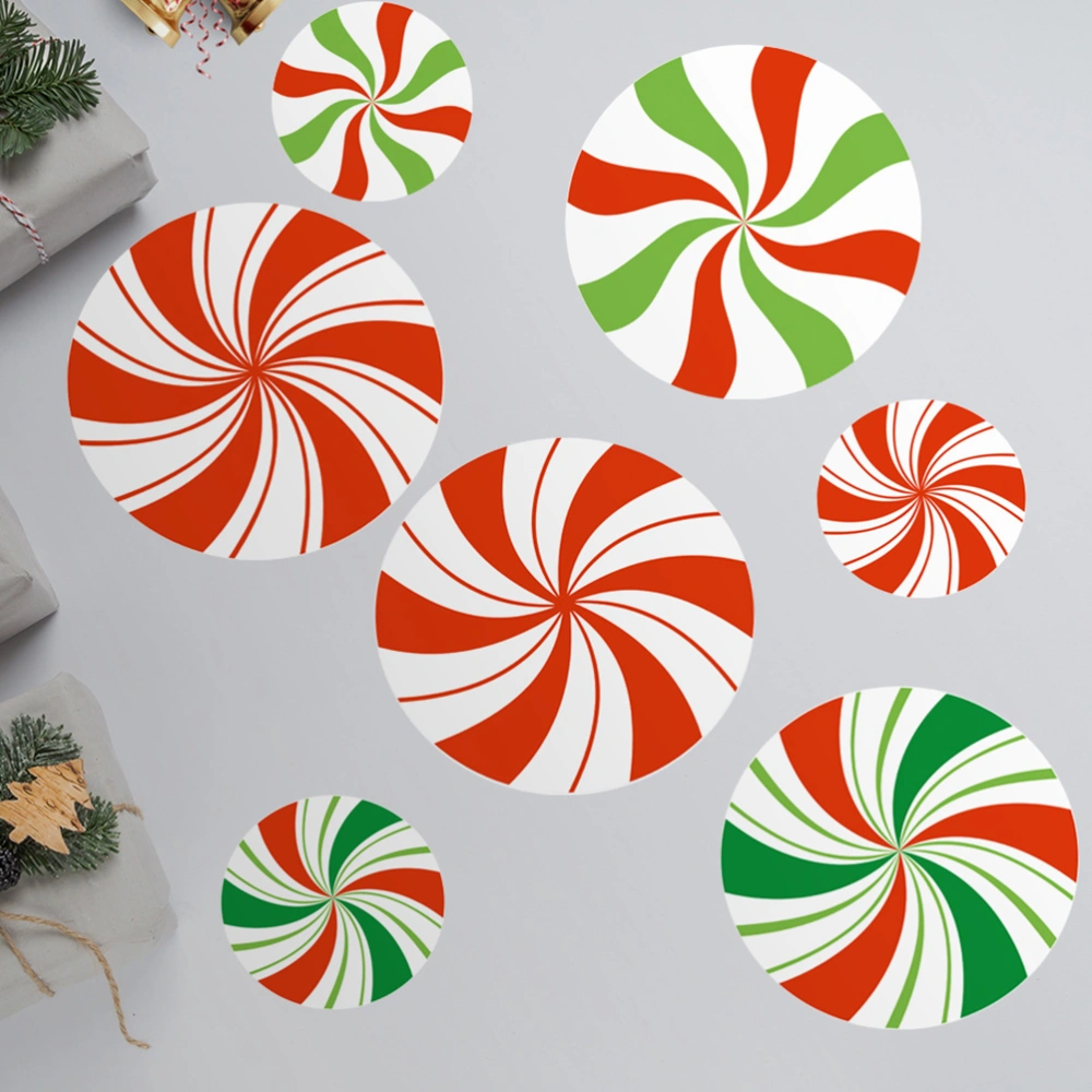 12PCS Wall Sticker Candy Round Shape Self-Adhesive Floor Decals Window Sticker for Christmas Party Decoration