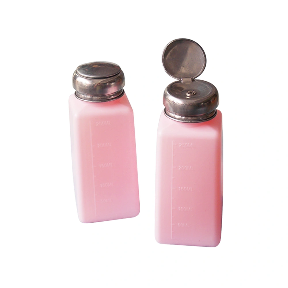 Nail Polish Bottle 200ML Empty Nail Art Pump Dispenser Bottle for Storing Liquid Alcohol Manicure Makeup Remover (Pink)