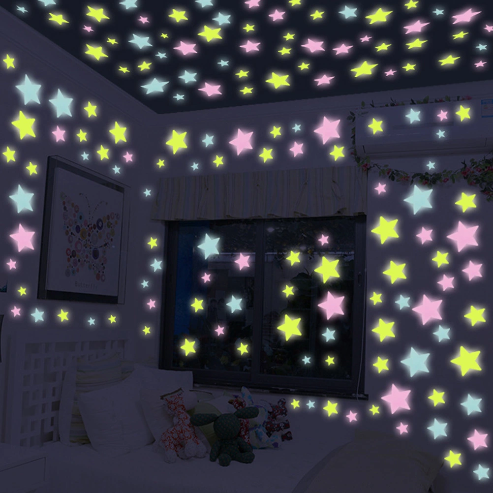 50pcs Wall Stickers Glow In The Dark Star Wall Stickers Luminous Kids Room Decor (Mixed Color)