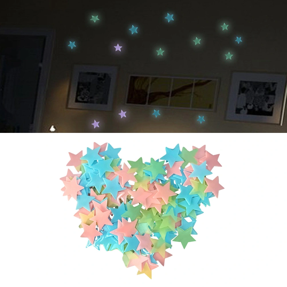 50pcs Wall Stickers Glow In The Dark Star Wall Stickers Luminous Kids Room Decor (Mixed Color)