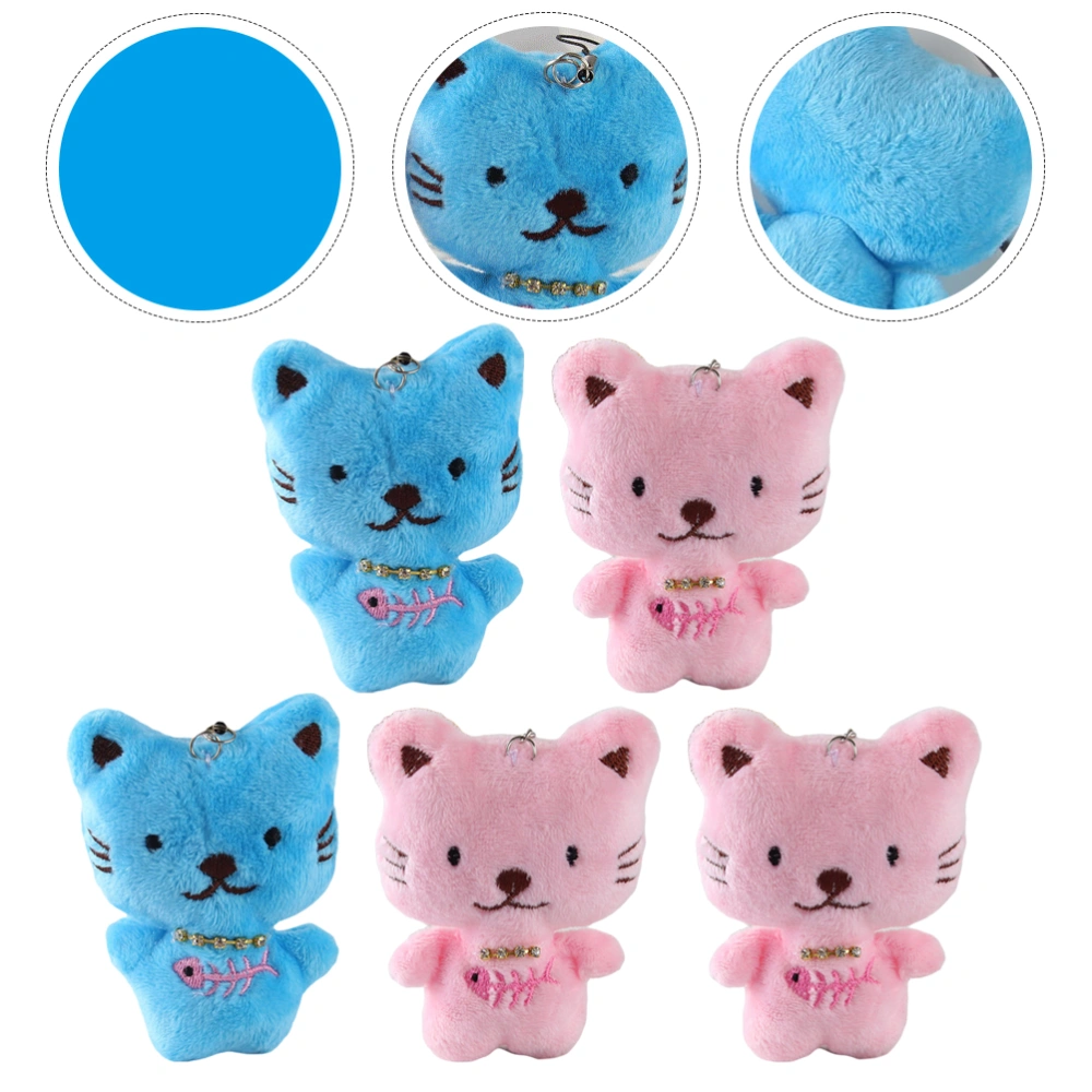 5pcs Cartoon Cat Key Ring Bag Pendant Cartoon Key Chain (Random Color)