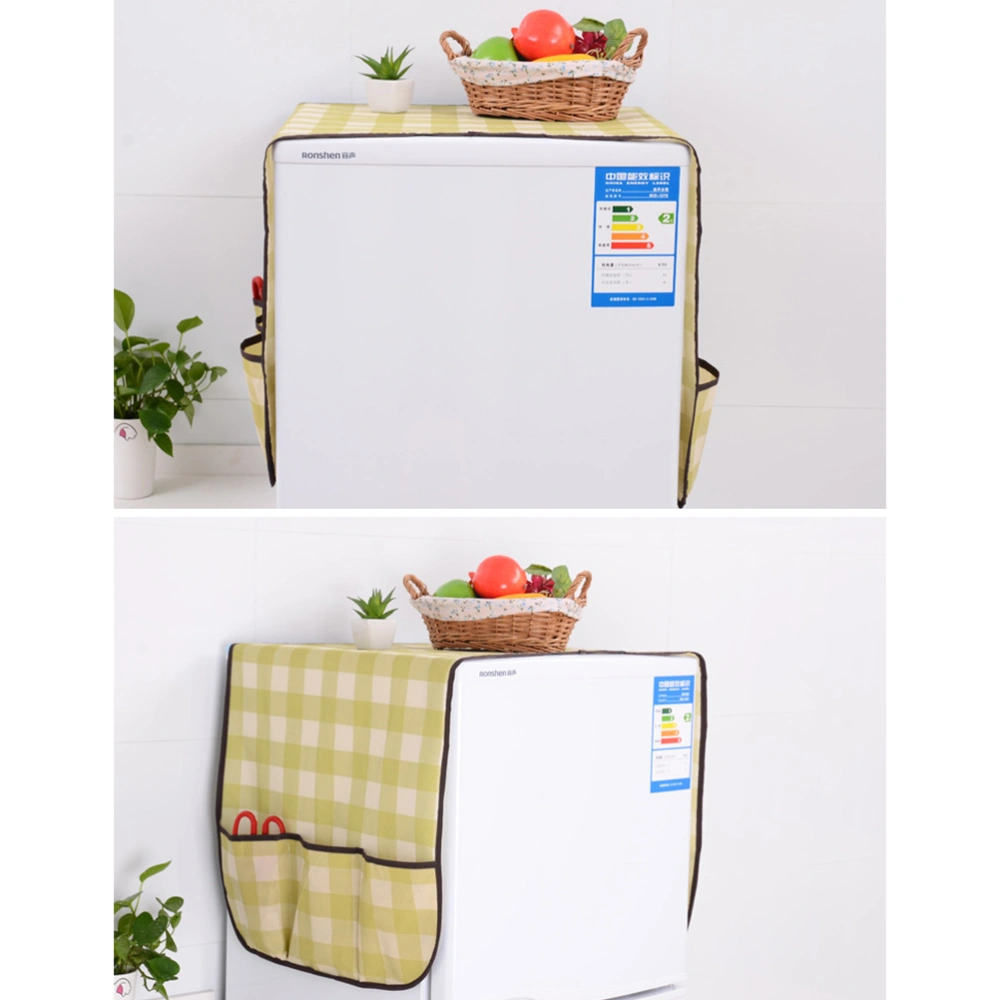 Refrigerator Dust Proof Cover Protector Fridge Freezer Protective Fabric Dust Cover with Side Pockets (Grids)