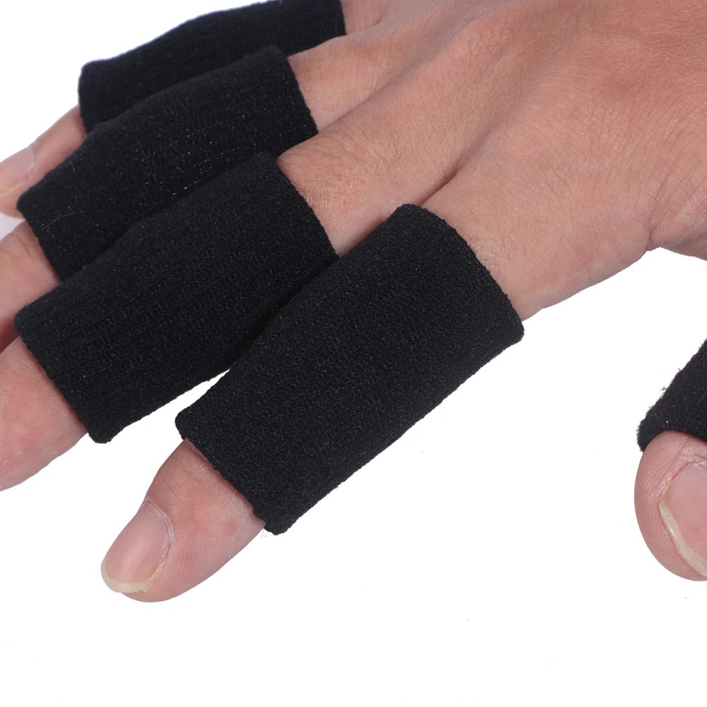 10 Pcs Volleyball Finger Sweatband Stretchy Finger Protector Sleeve Arthritis Support Sports Aid (Black)