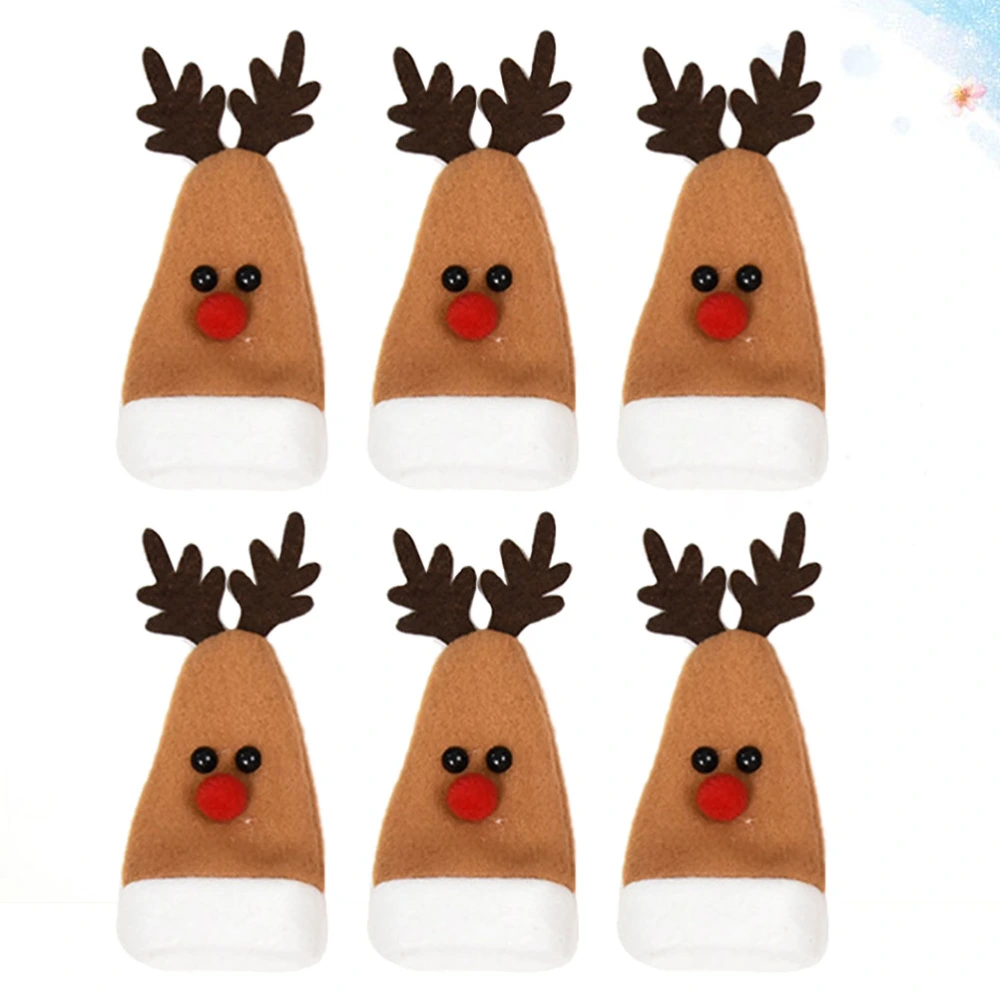 6pcs Adorable Bottle Deer Wine Bottle Cover Creative Bottle Plug Cover Christmas Bottle Plug for Home Office Kitchen Party