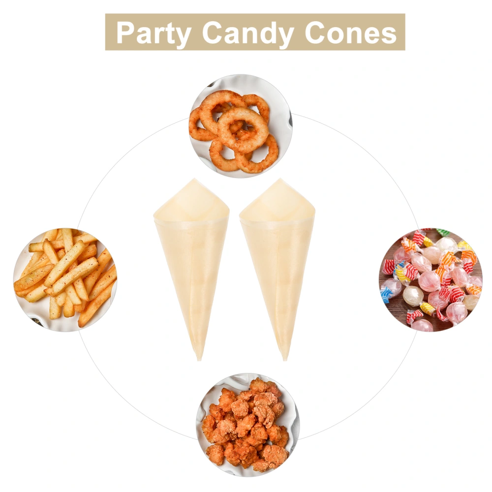 50pcs Disposable Wood Appetizer Cones Ice Cream Cone Cups Party Candy Cones