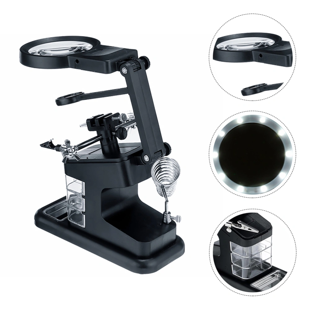 10 LED Light Magnifier Station Magnifying Glass Helping Hand Soldering Stand Kit