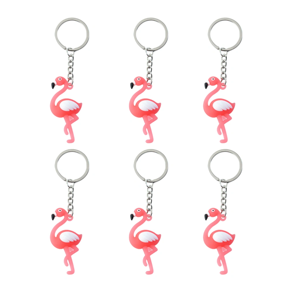 6pcs Flamingo Keychain Fashion Purse Bag Pendant Decoration Hanging Ornament Creative Gift (Random Color)