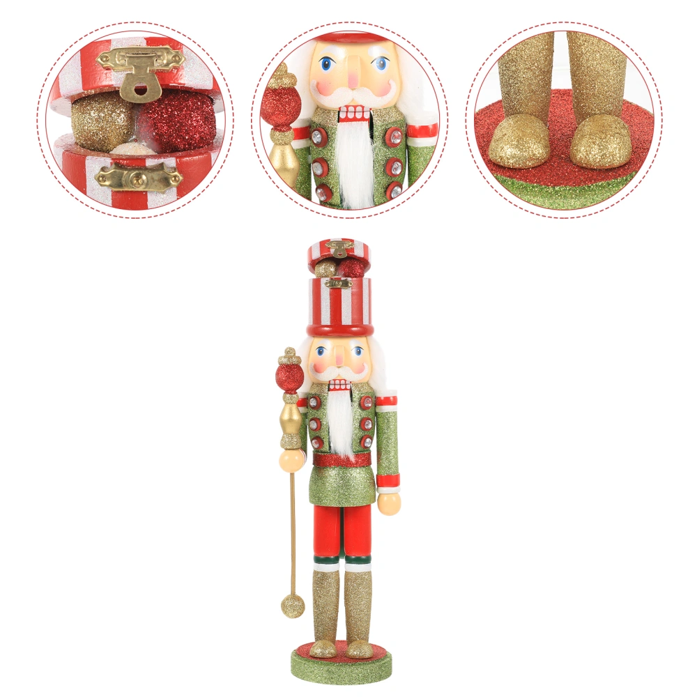 Wooden Nutcracker Puppet Decoration Xmas Soldier Figurine Wooden Nutcracker Craft