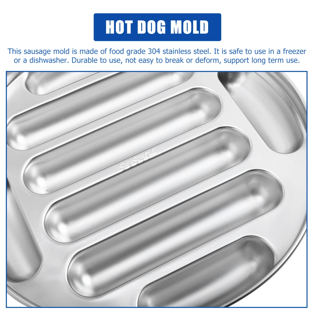 Stainless Steel Sausage Mold 8-Cavity Non-Stick Hot Dog Mold for Baking Steaming