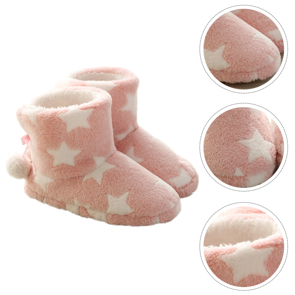 1 Pair Fashion Star Pattern Women Boots Plush Winter Warm Ankle Bootie Slippers