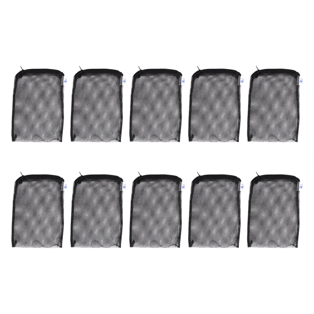 10pcs Fine Hole Filter Bag Zipper Filtering Bag Creative Mesh Pouch for Aquarium Fish Tank (Black, Size S)