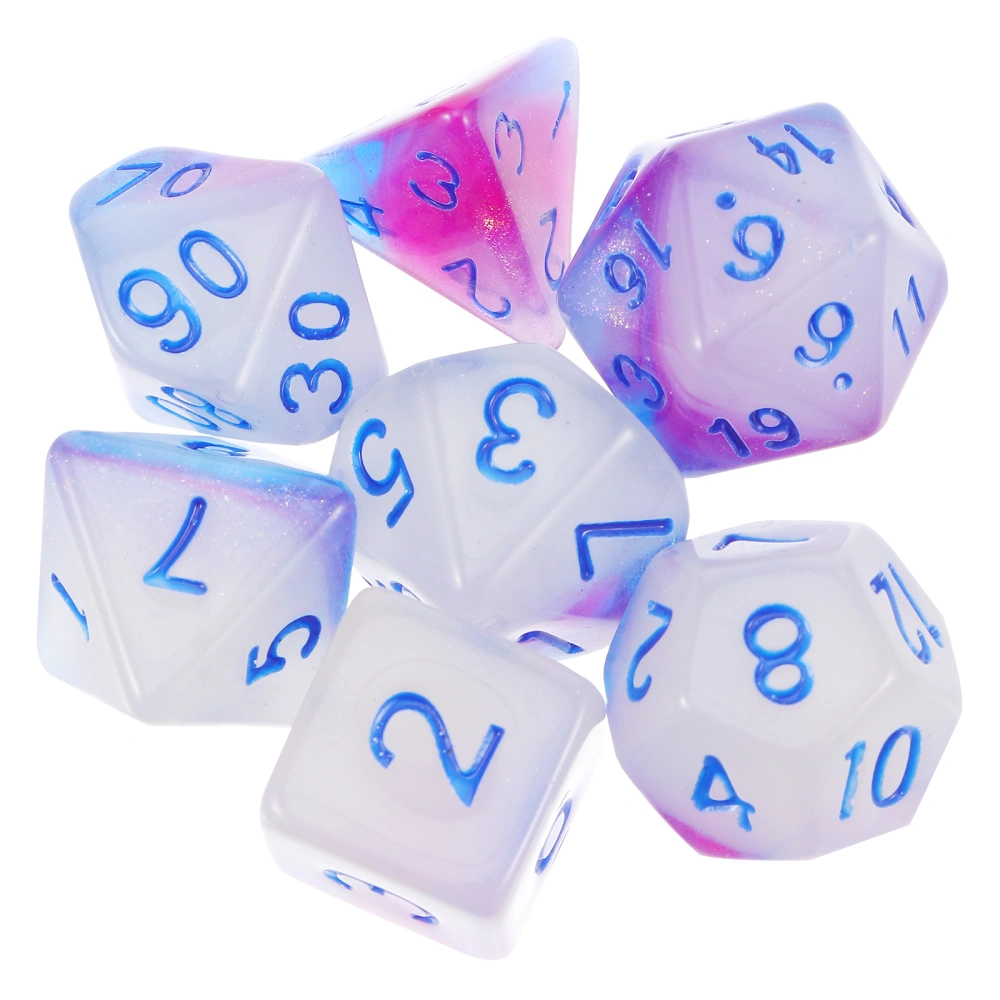 1 Set 7 Pcs Luminous Dice Polyhedral Dice Number TRPG Dice (Assorted Color)