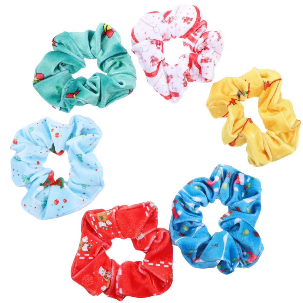 6pcs Christmas Hair Scrunchies Elastic Hair Bands Women Ponytail Holders