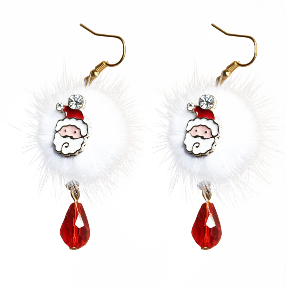 Santa Claus Pendant Cristal Dangle Earrings for Christmas Jewelry Decoration