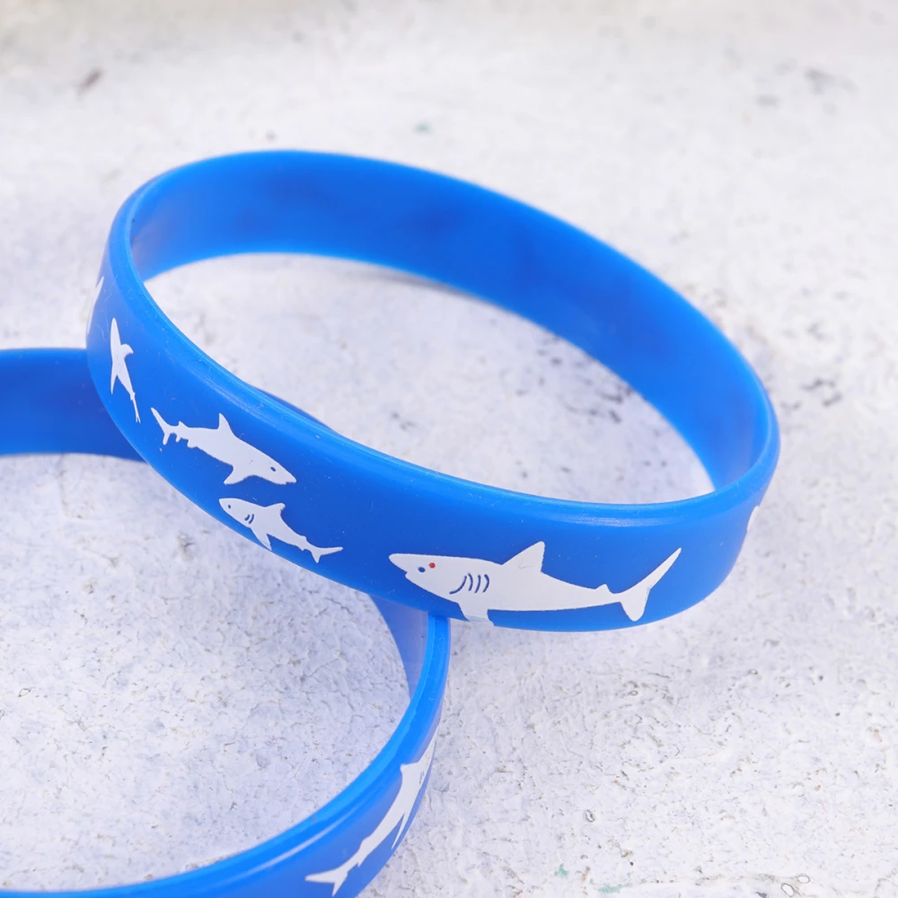 10Pcs Shark Silicone Wristband Shark Silicone Bracelet Kids Rubber wristbands (Blue)