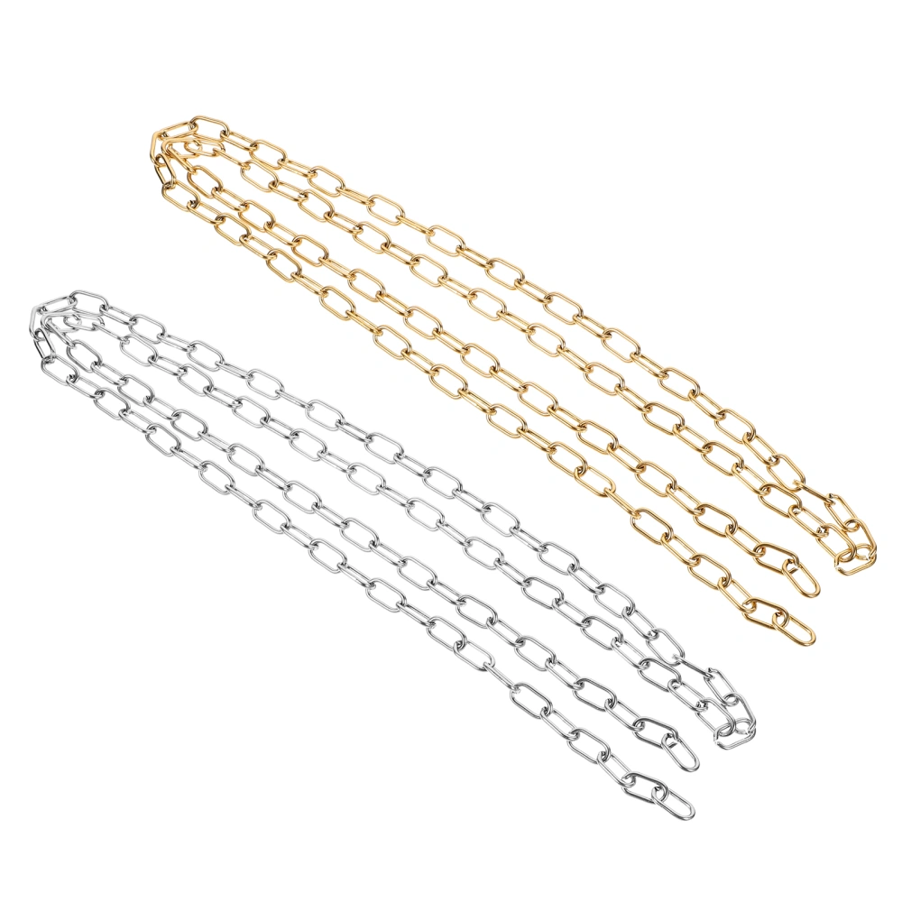 2 Rolls DIY Long Chain Stainless Steel Interlocking Chain Necklace Link Chain