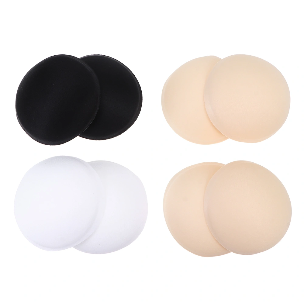 4 Pairs Bra Pads Bra Cup Inserts Sports Bra Pads (Black, White, Complexion)