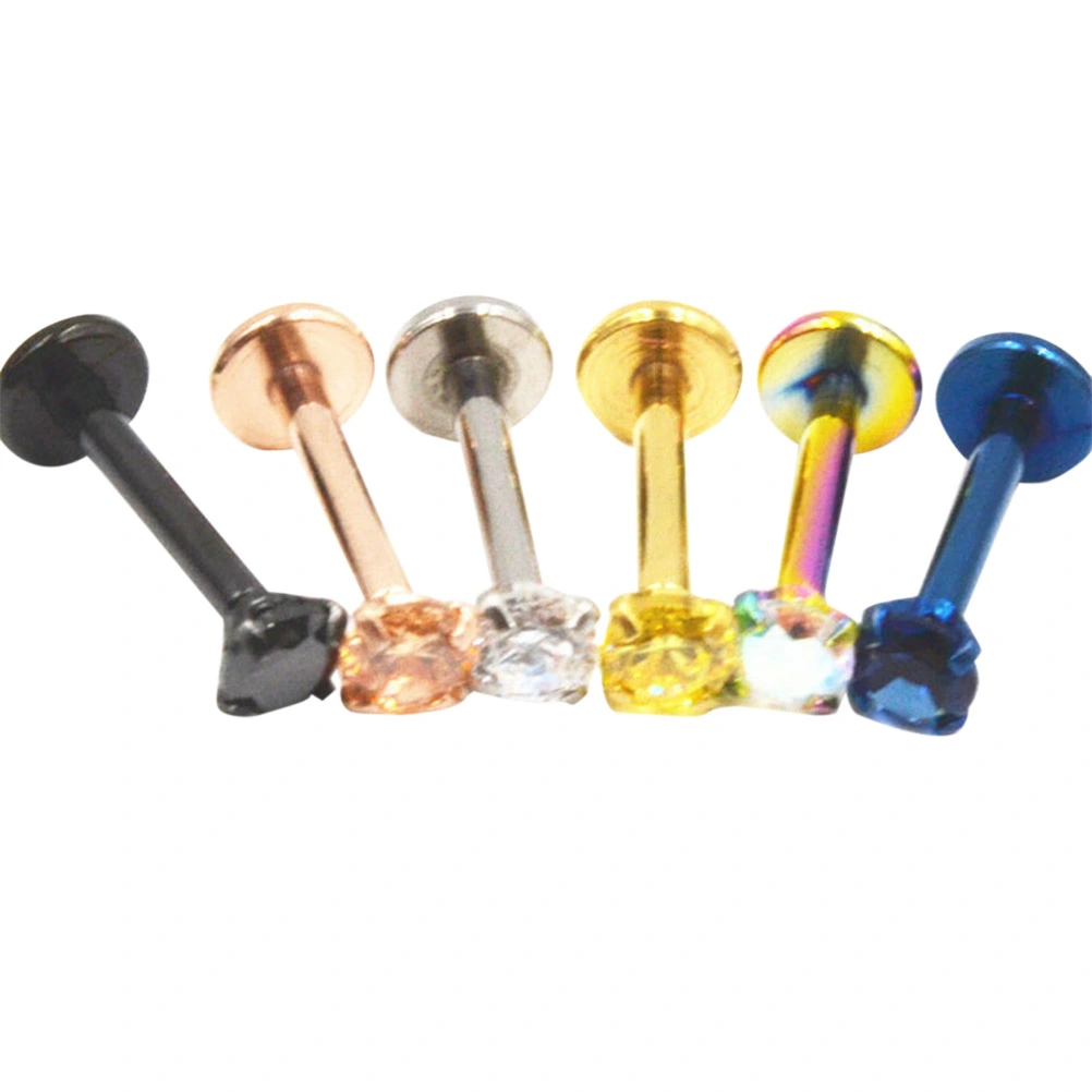 6pcs Inlaid Zircon Rhinestones Lip Studs Lip Nails Body Piercing Jewelry