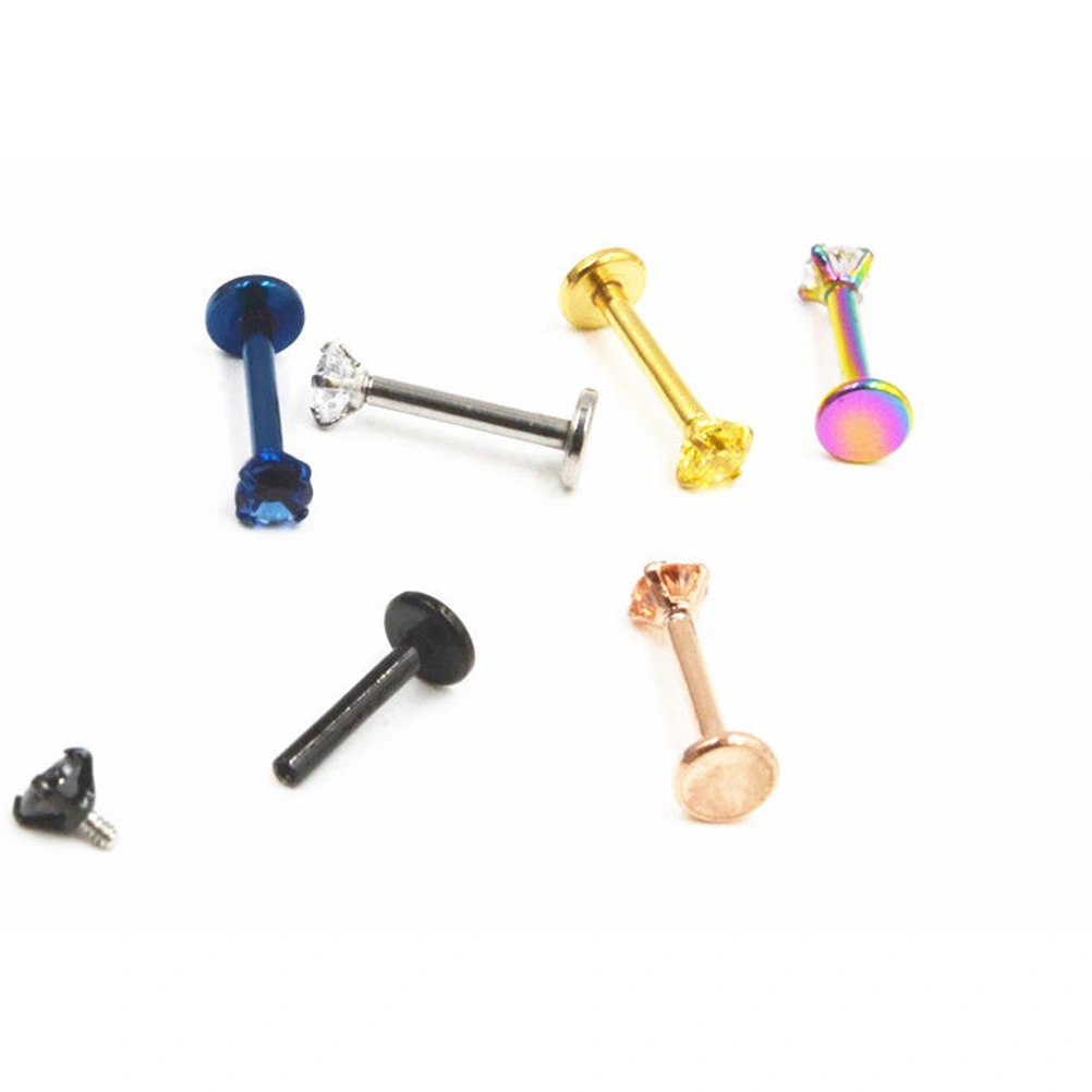 6pcs Inlaid Zircon Rhinestones Lip Studs Lip Nails Body Piercing Jewelry