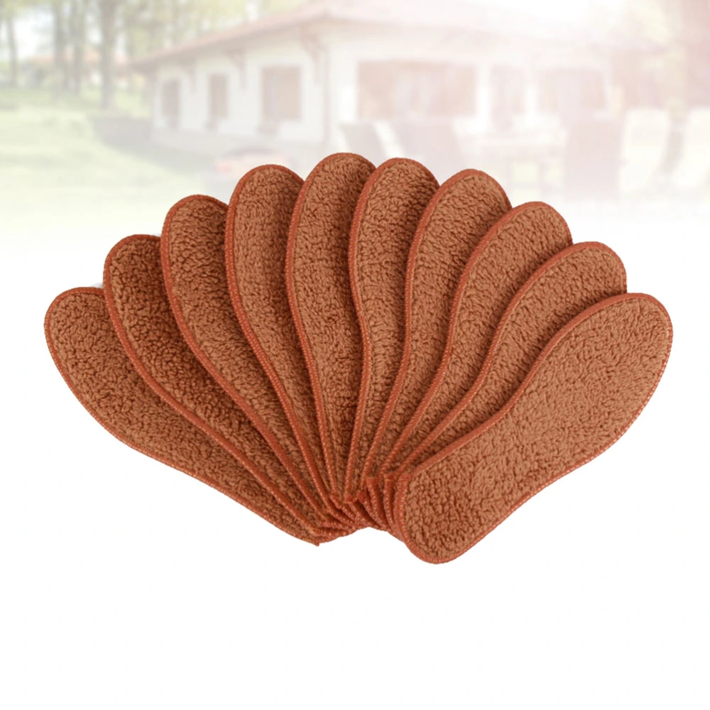 5 Pairs of Thickened Warm Insoles Imitation Alpaca Wool Shoe Inserts Warm Absorbant Deodorization Shoe Pads for Winter Size 41 (Brown)