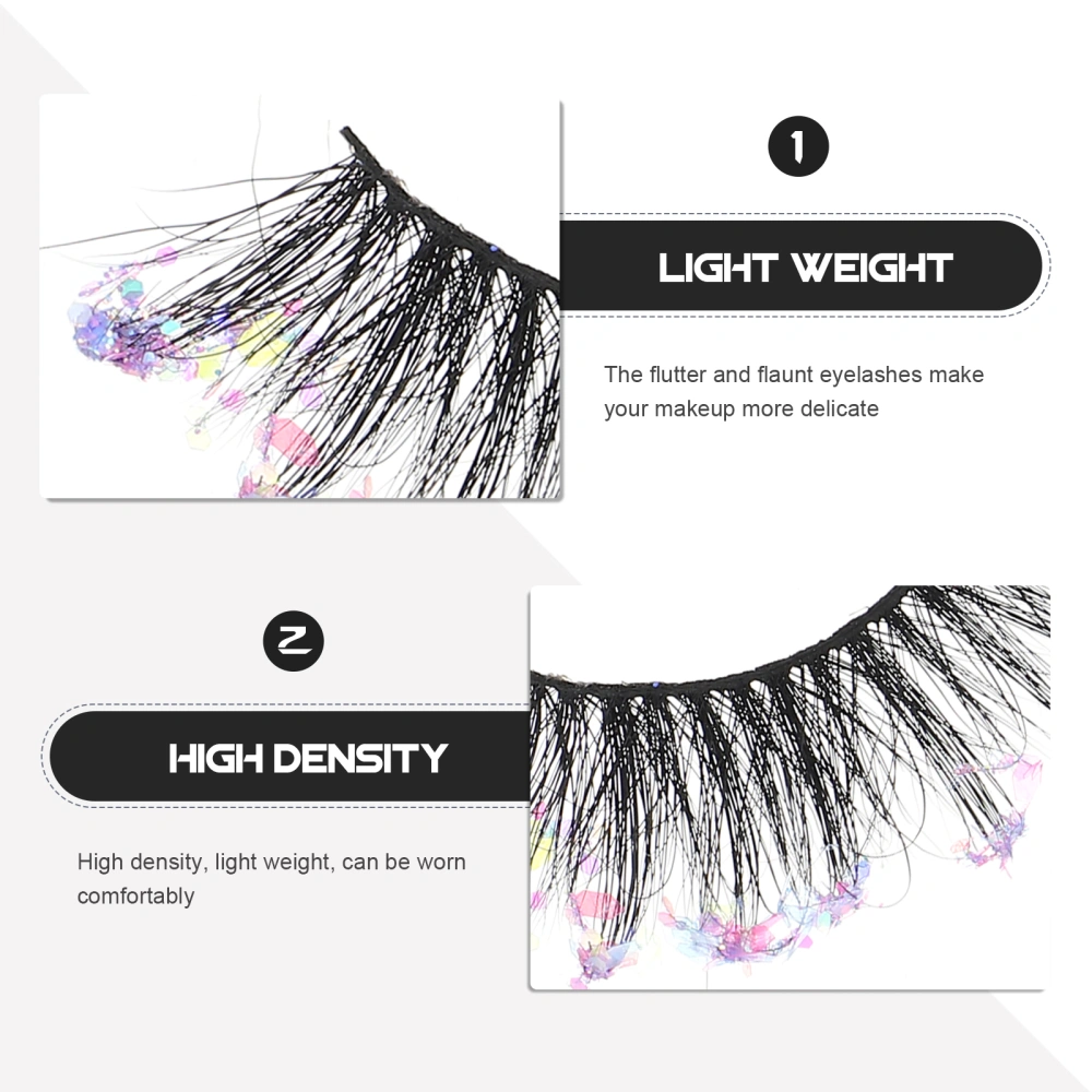 2 Pairs Sequins False Eyelashes Women Sequins Extension Eyelashes Fake Eyelashes