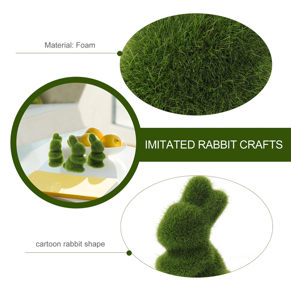 4pcs Easter Moss Bunny Figurine Artificial Flocked Rabbit Spring Festival Garden Yard Decor