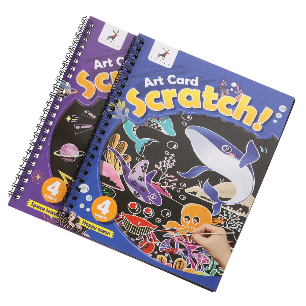 2 Sets DIY Scratch Cards Cartoon Pattern Scratch off Paper Cards for Kids