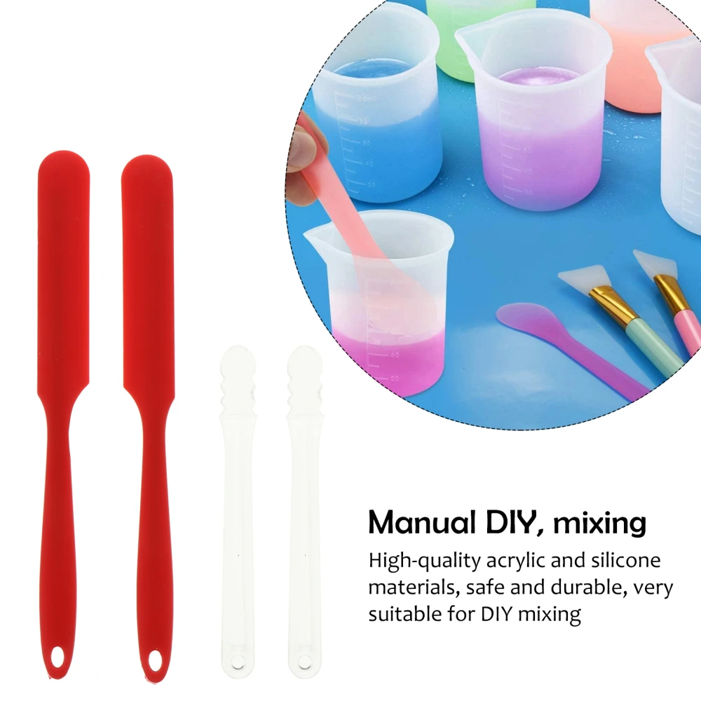 4pcs Silicone Stir Stick Kit Epoxy Resin Applicator Stirring Tool Mixing Scraper