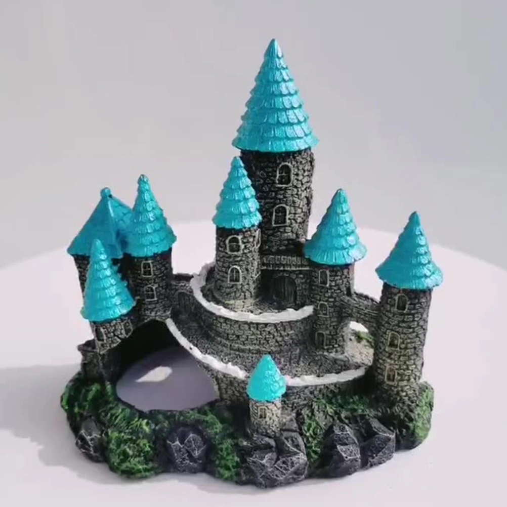 Decorative Aquarium Decor Desktop Aquarium Ornament Cartoon Castle Decor Aquarium Accessory