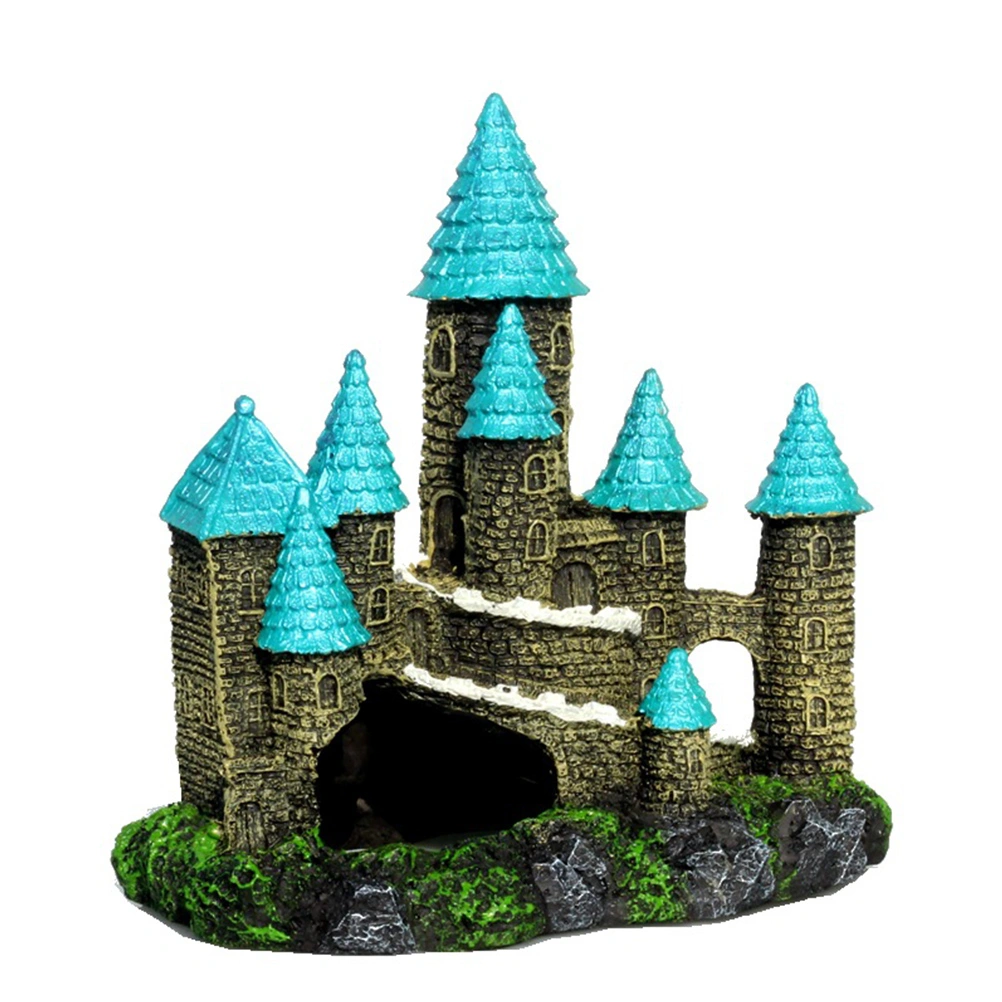 Decorative Aquarium Decor Desktop Aquarium Ornament Cartoon Castle Decor Aquarium Accessory