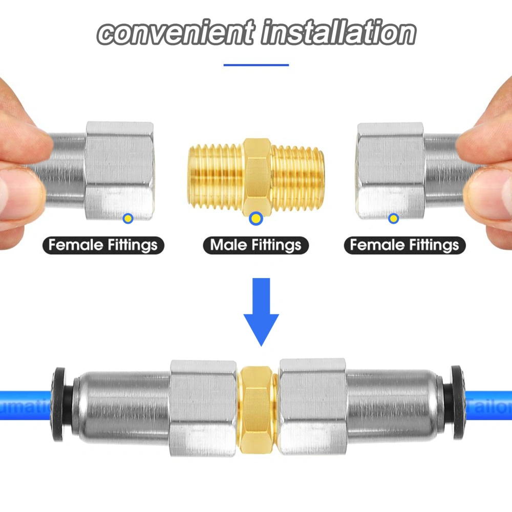 10pcs Pneumatic Brass Straight PCF Internal Thread Push to Connect Fittings