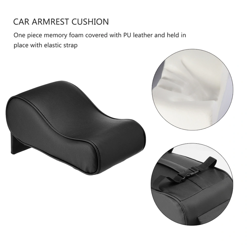 Universal Leather Car Center Console Cushion Auto Armrest Pad Rest Pillow Mat (Black)