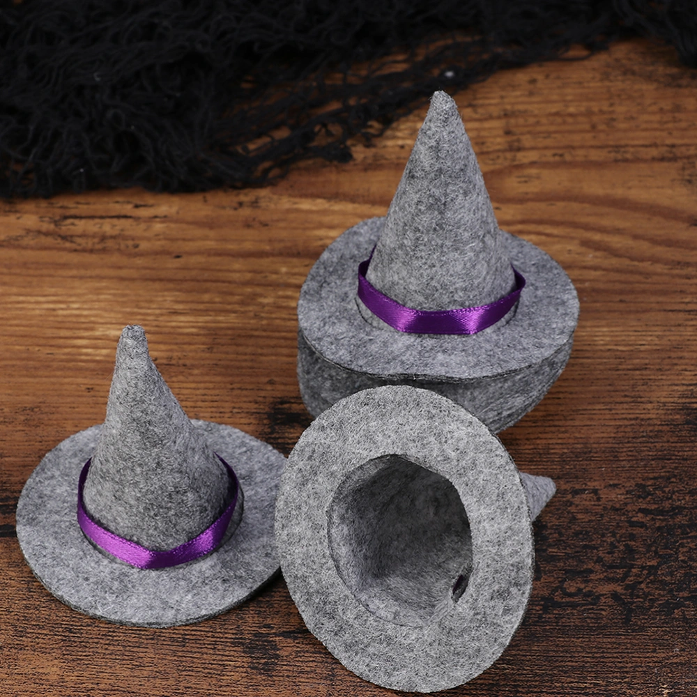 3Pcs Mini  Witch Hats Handmade Felt Wine Bottle Covers for Halloween