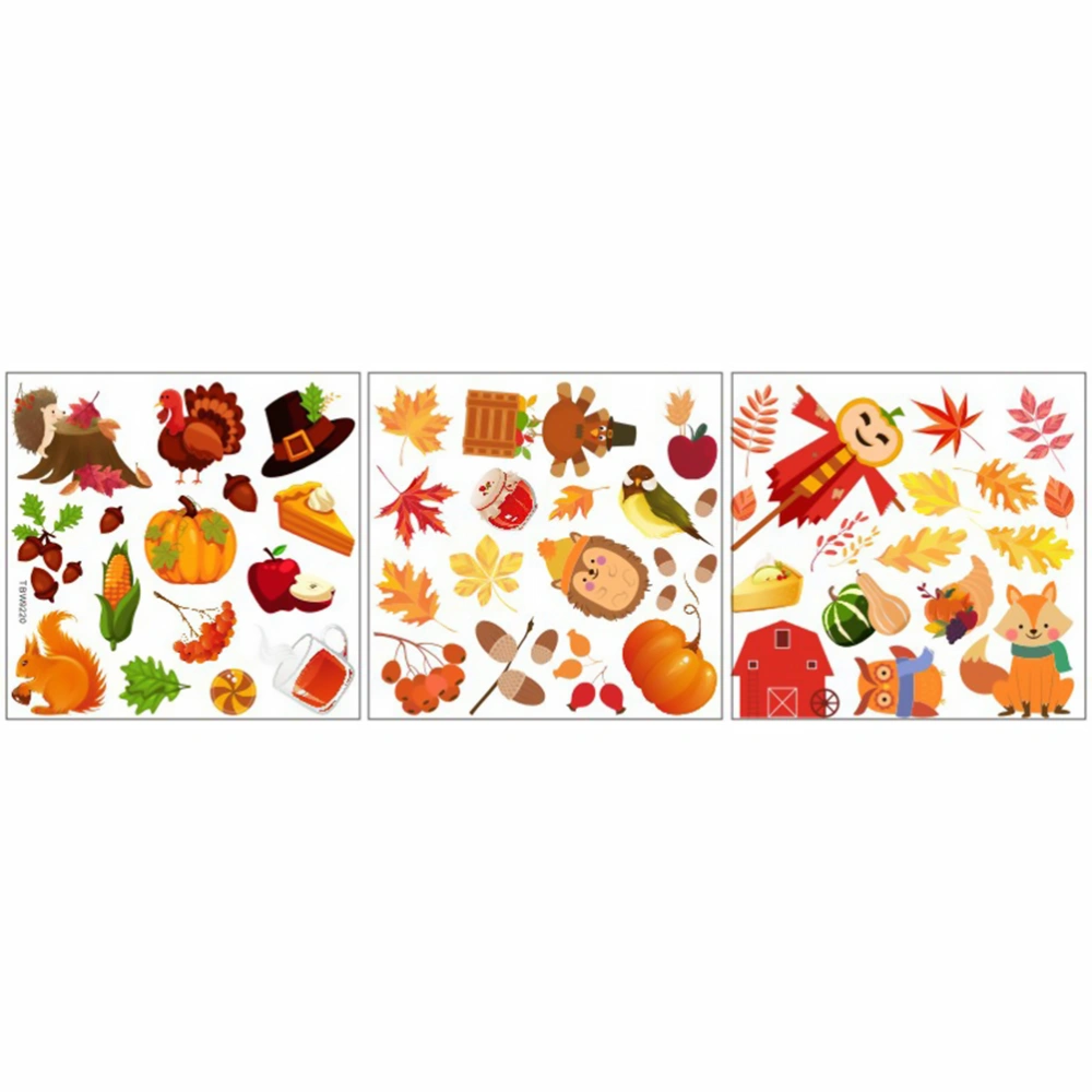 1 Sheet Thanksgiving Glass Decal Autumn Maple Leaf Sticker Wall Sticker