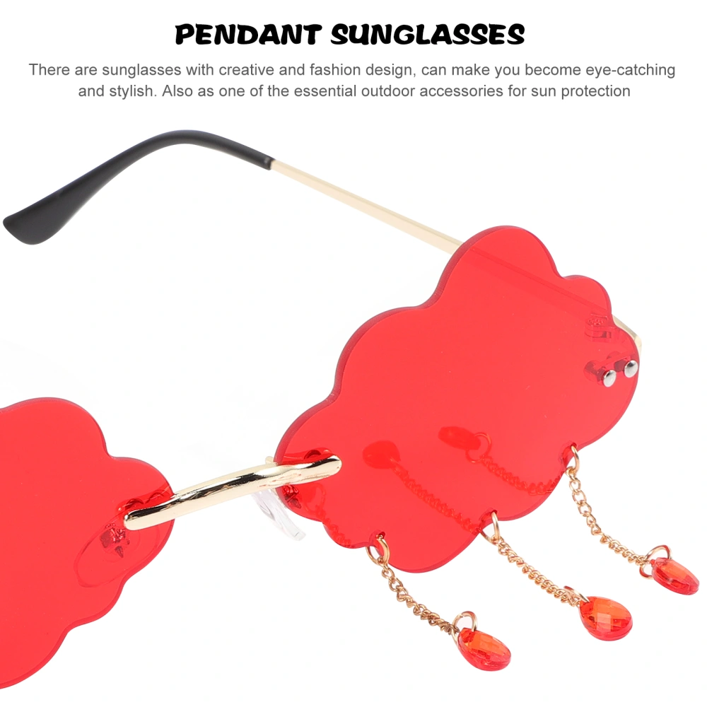 Rimless Sunglasses Cloud Shaped Glasses with Tassel Drops Fashion Accessory