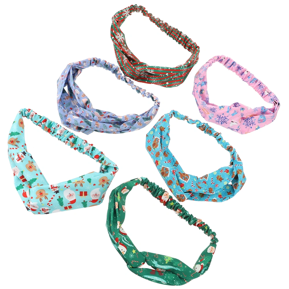 6pcs Christmas Sweatbands Elastic Knotted Headbands Fashion Headdress (Assorted Style)