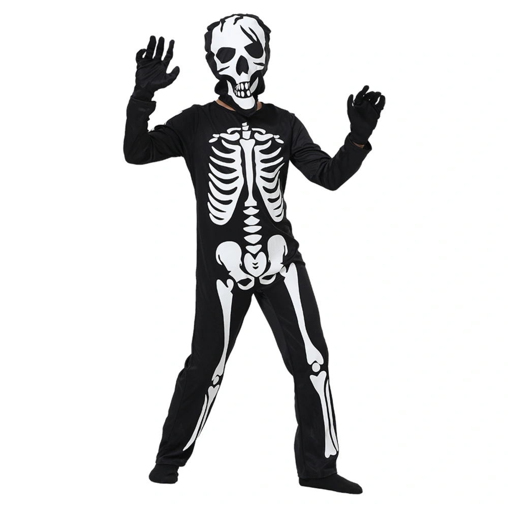 Kids Halloween Skeleton Costume Glow in the Dark Jumpsuit and Facewear Gloves for Toddler Role-Playing Cosplay Outfit