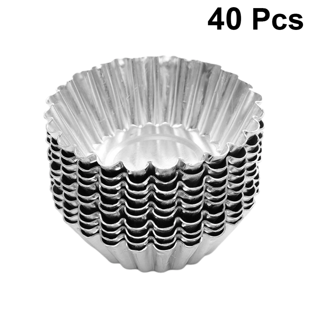 40pcs Nonstick Egg Tart Metal Lined Mould Tin Baking Tool Cupcake Cake Cookie Molds (7x2cm)