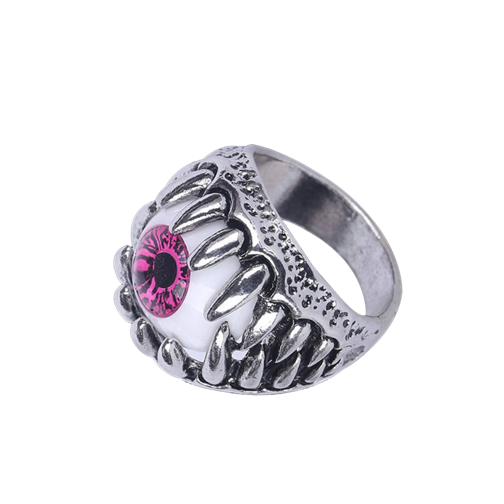 Men's Dragon Claw Evil Devil Skull Eyeball Ring Gothic Biker Unique Eyes For Halloween (Red)