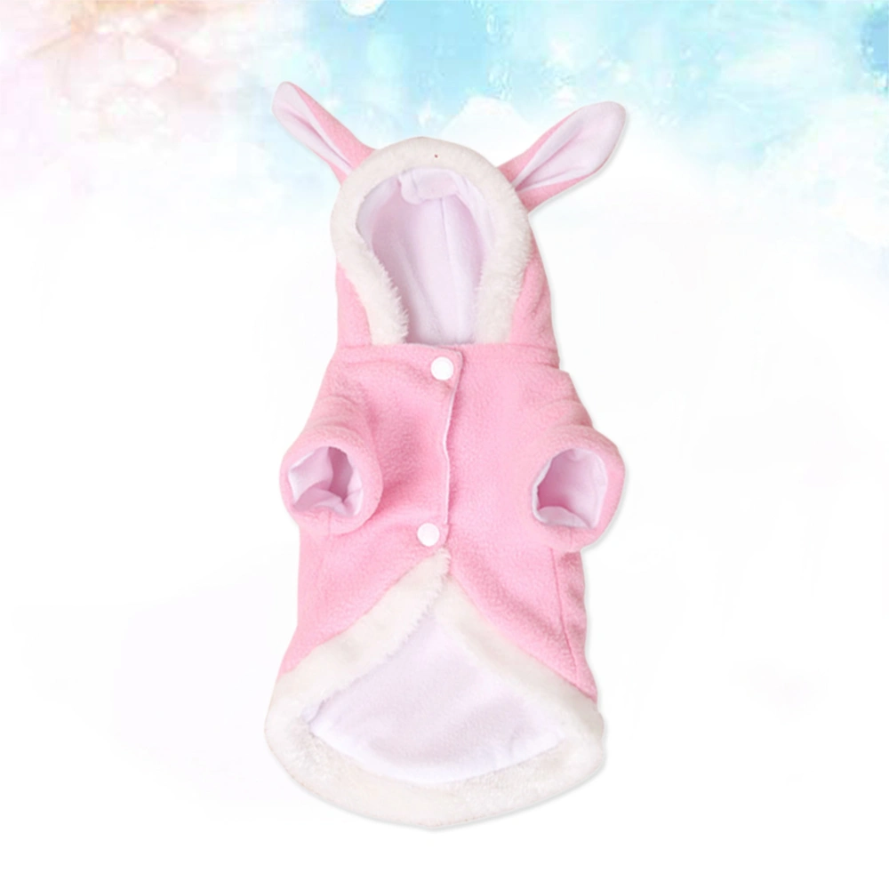 Pet Costume Rabbit Outfit with Hood & Bunny Ears for Small Dogs and Cats Pink - Size M