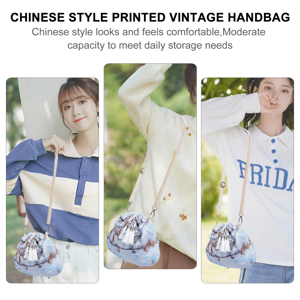 1pc Chinese Style Printed Vintage Handbag Drawstring Bag Crossbody Bag