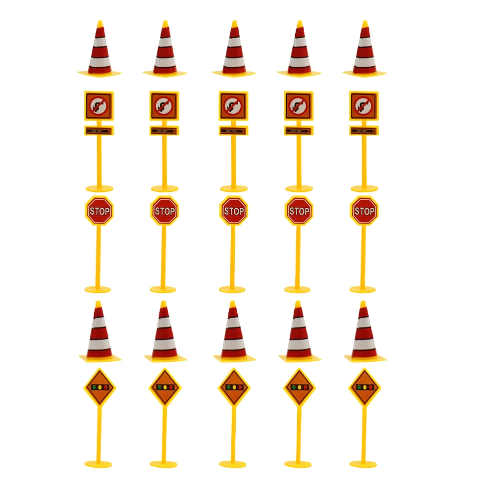 25PCS Traffic Themed Cake Toppers Birthday Cake Decoration Traffic Marker Roadblock Signpost Cake Toppers for Birthday Decor