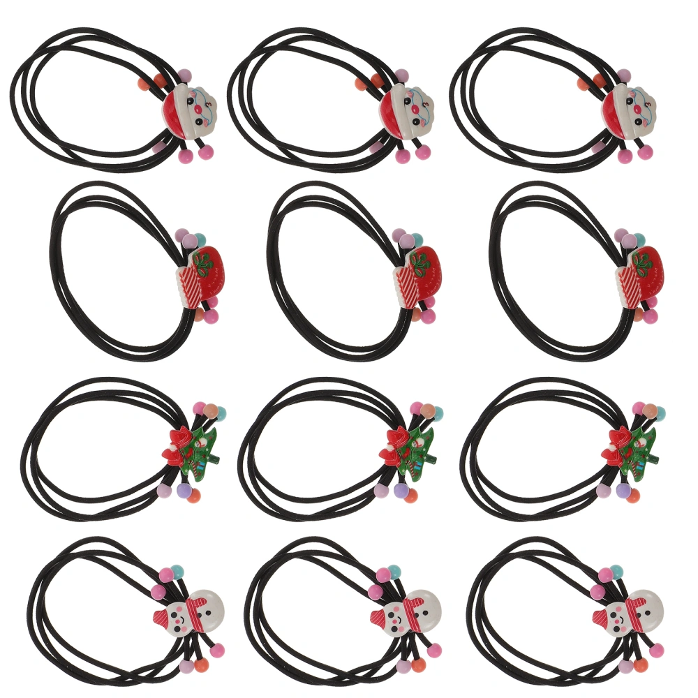 12pcs Elastic Christmas Hair Ropes Xmas Ponytail Holders Hair Decorations