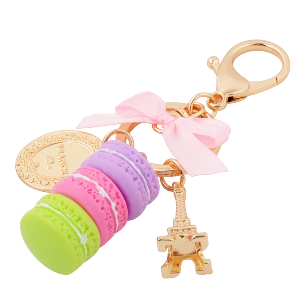 1pc Simulation Macaron Cake Adorable Shaped Keyring Fashionable Gift Hanging Ornament for Kid Birthday Party Gift(Random Color)