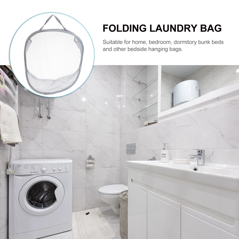 1Pc Foldable Laundry Basket Household Storage Bag Hanging Storage Basket (Gray)