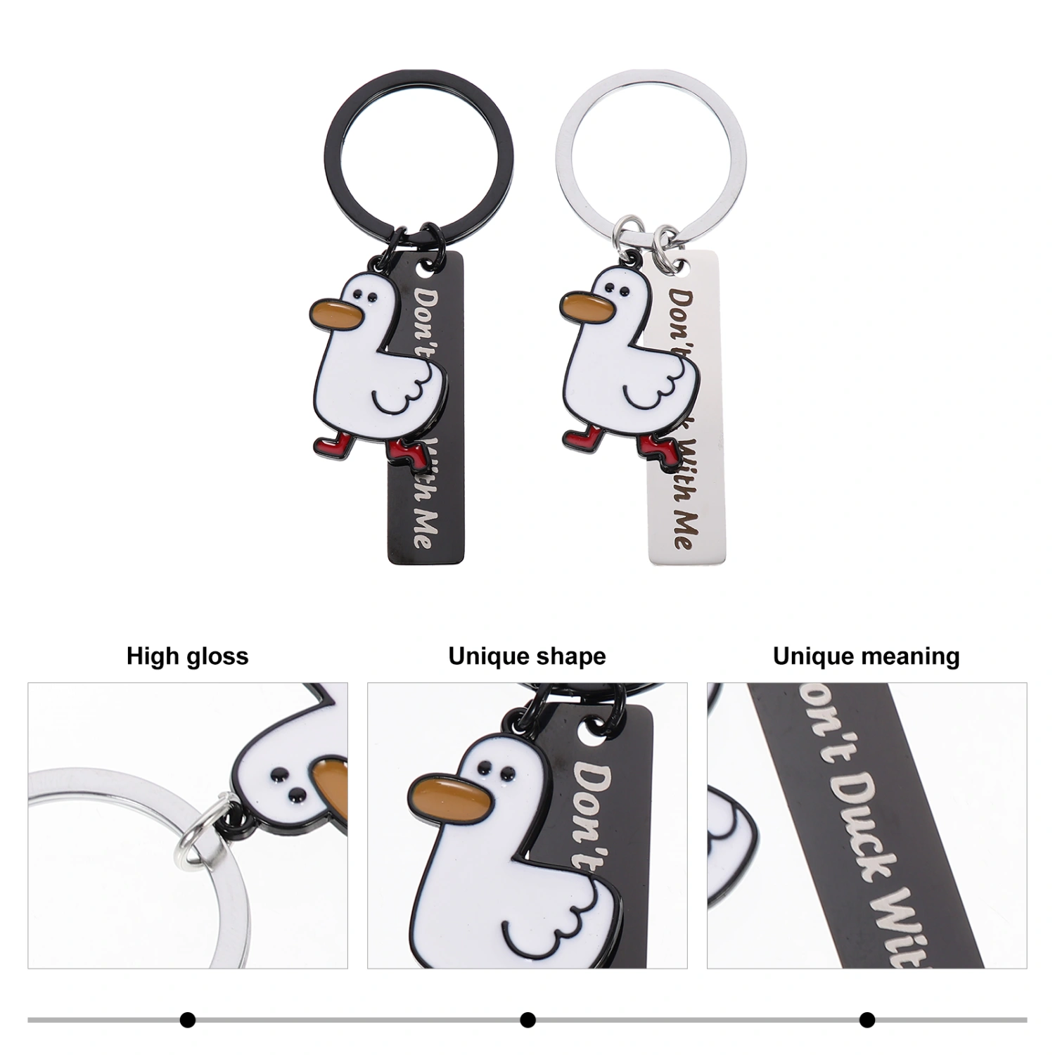 2Pcs Stainless Steel Keychains Duck Shape Design Keychains Hanging Keychains Ornaments