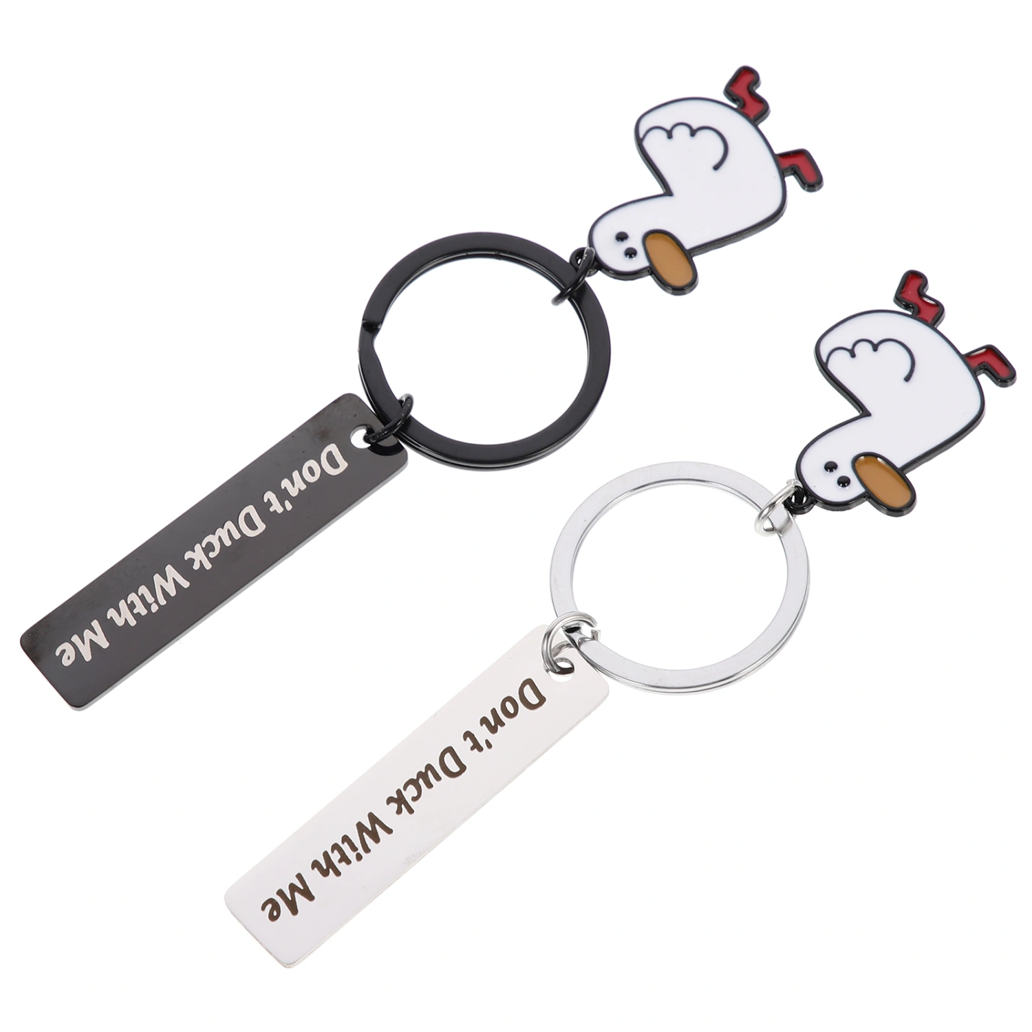 2Pcs Stainless Steel Keychains Duck Shape Design Keychains Hanging Keychains Ornaments
