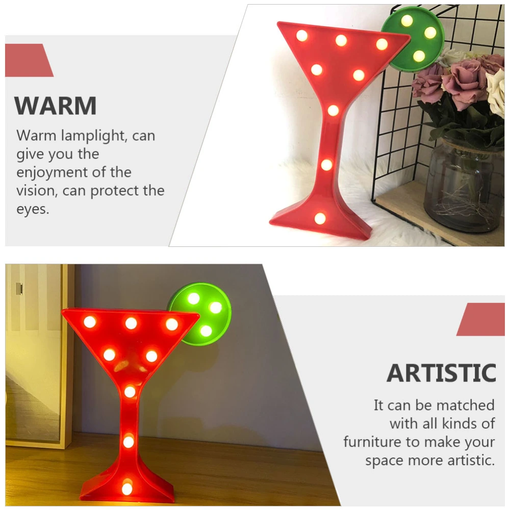 1Pc Wine Glass Shaped LED Light Creative Party Night Light Without Battery