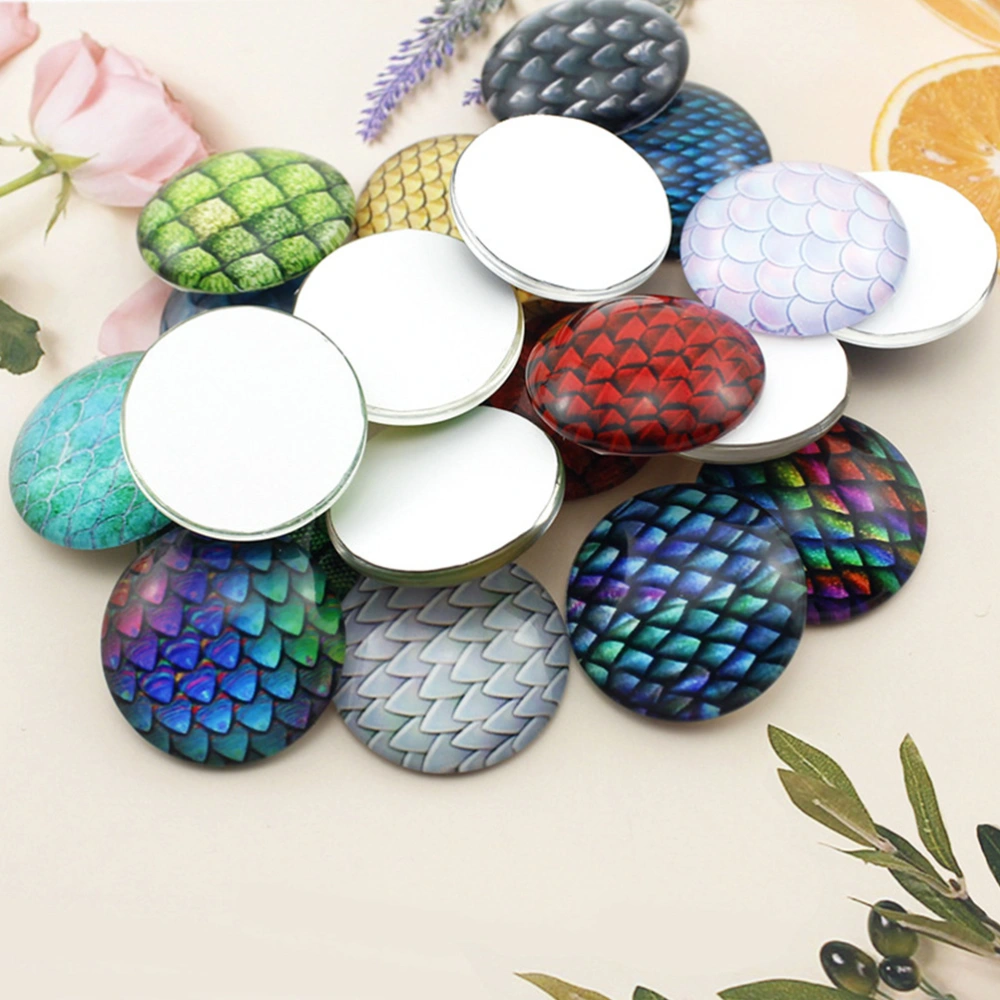 70pcs Dragon Scale Pattern Glass Patches DIY Time Glass Patches Jewelry Accessories